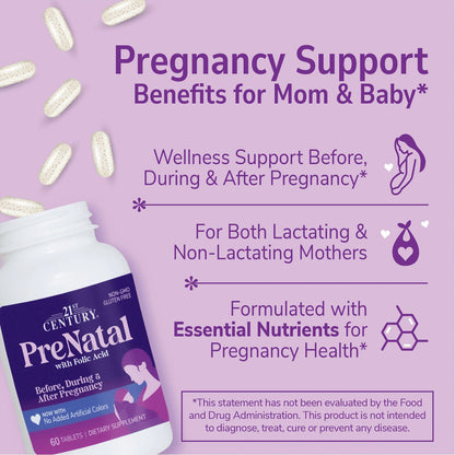 USA Supplements | 21st Century, PreNatal with Folic Acid ( Supports Healthy Fetal Growth )
