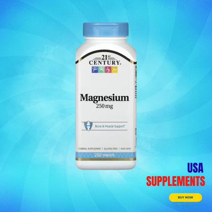 USA Supplements | 21st Century, Magnesium, 250 mg, 250 Tablets ( Bone & Muscle Support )
