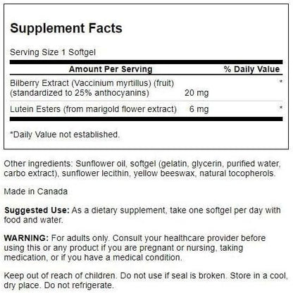 Healthily You | Swanson, Lutein Esters & Bilberry, 120 Softgels Eye and Vision Health