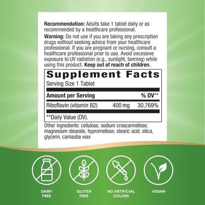 Nature's Way, Riboflavin, Vitamin B2 ( Supports Cellular Processes, Heart & Vascular Health )