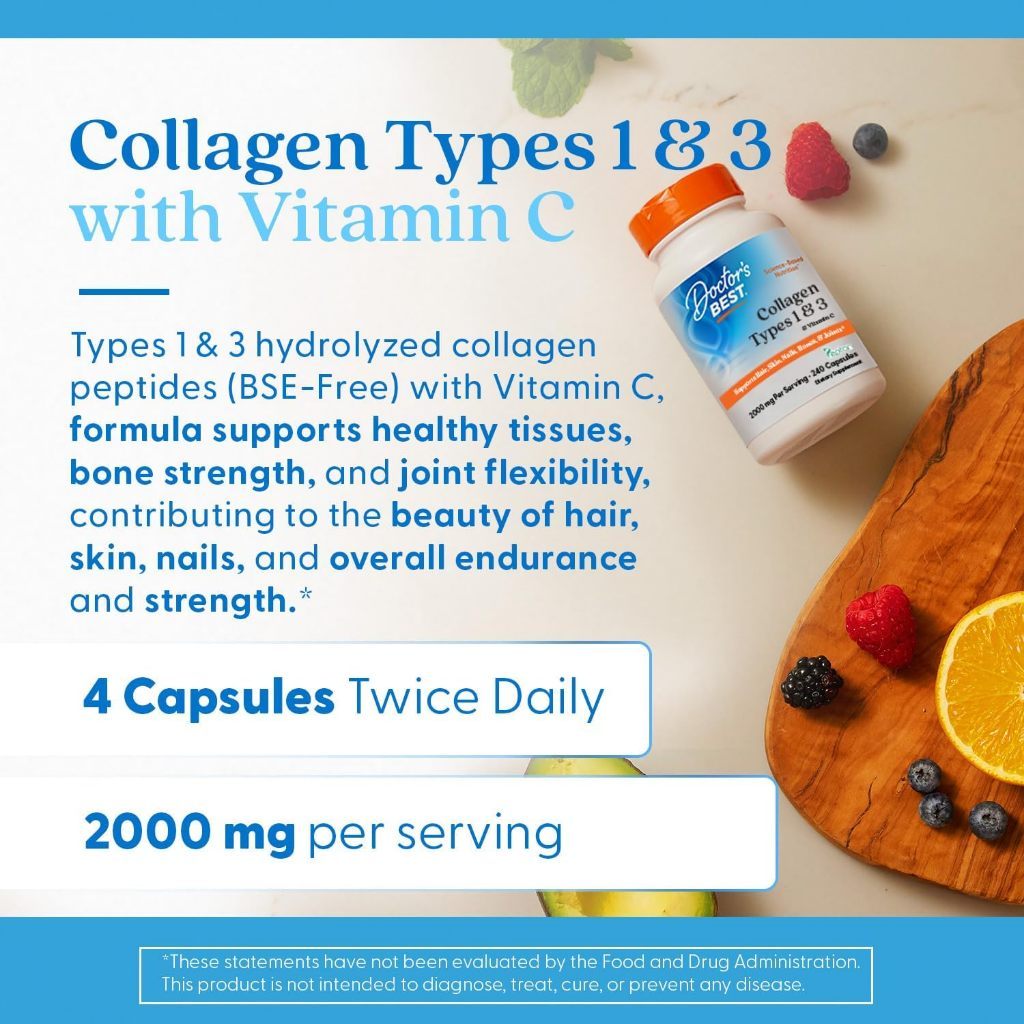 USA Supplements | Doctor's Best, Collagen Types 1 & 3 with Vitamin C ( Skin Health & Appearance )