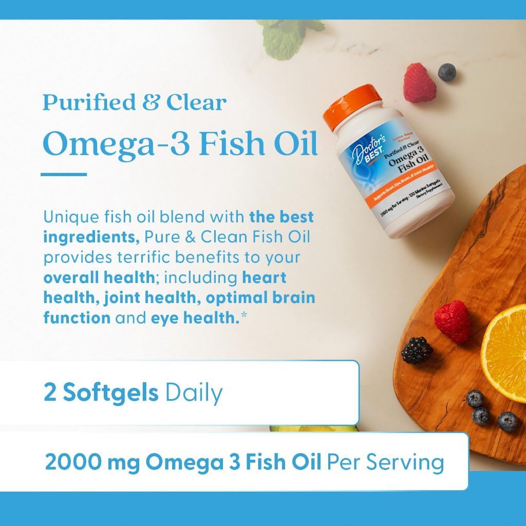 USA Supplements | Doctor's Best, Purified & Clear Omega 3 Fish Oil ( Heart & Brain Support )