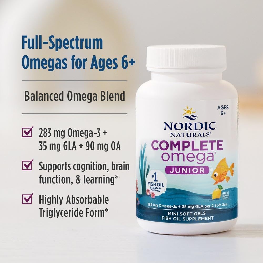 USA Supplements | Nordic Naturals, Complete Omega Junior, 180 Mini Soft Gels ( Supports Brain )