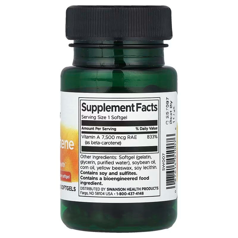 USA Supplements | Swanson, Beta Carotene 100 Softgels ( Eye and Vision Health )