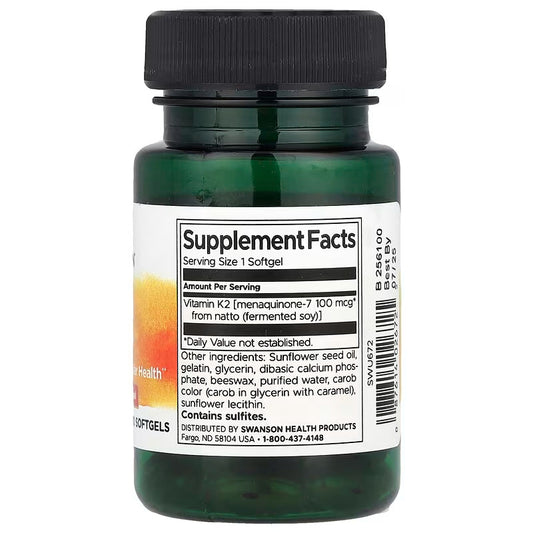 USA Supplements | Swanson, Natural Vitamin K2 ( Bone Support & Cardiovascular Health )