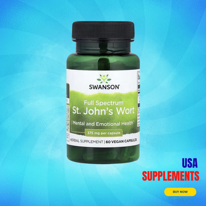 USA Supplements | Swanson, Full Spectrum® St. John's Wort, 375 mg, 60 Vegan Caps ( Mood Support )