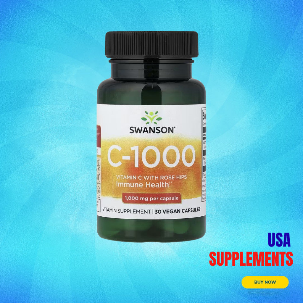 USA Supplements | Swanson, C-1000 with Rose Hips, 30 Vegan Capsules ( Immune System Support )