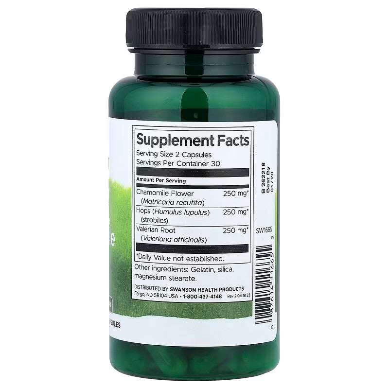 USA Supplements | Swanson, Full Spectrum® Valerian, Chamomile & Hops ( Stress Support )