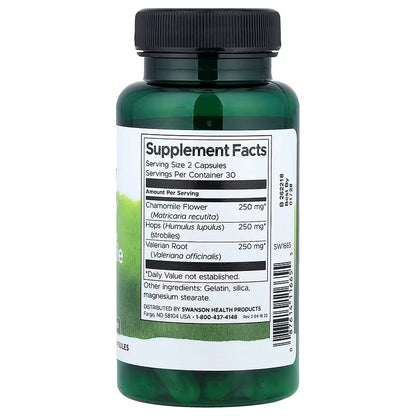 USA Supplements | Swanson, Full Spectrum® Valerian, Chamomile & Hops ( Stress Support )
