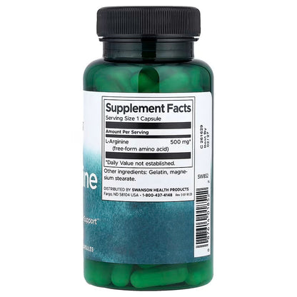 USA Supplements | Swanson, L-Arginine, 500 mg, 100 Capsules ( Energy and Cardiovascular Support )