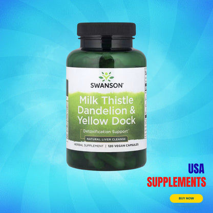USA Supplements | Swanson, Milk Thistle Dandelion & Yellow Dock ( Detoxification Support )