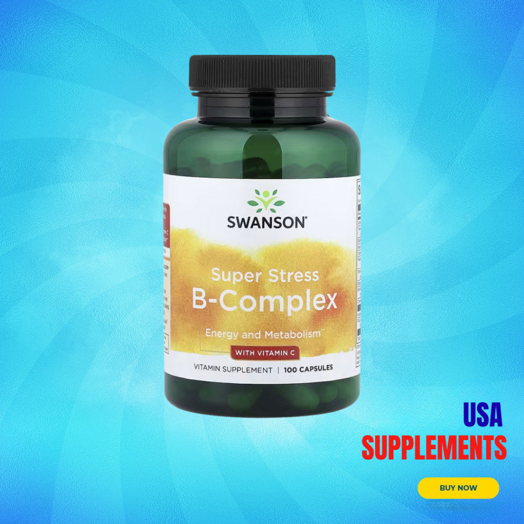 USA Supplements | Swanson, Super Stress B-Complex w/ Vitamin C, 100 Capsules ( Energy & Metabolism )
