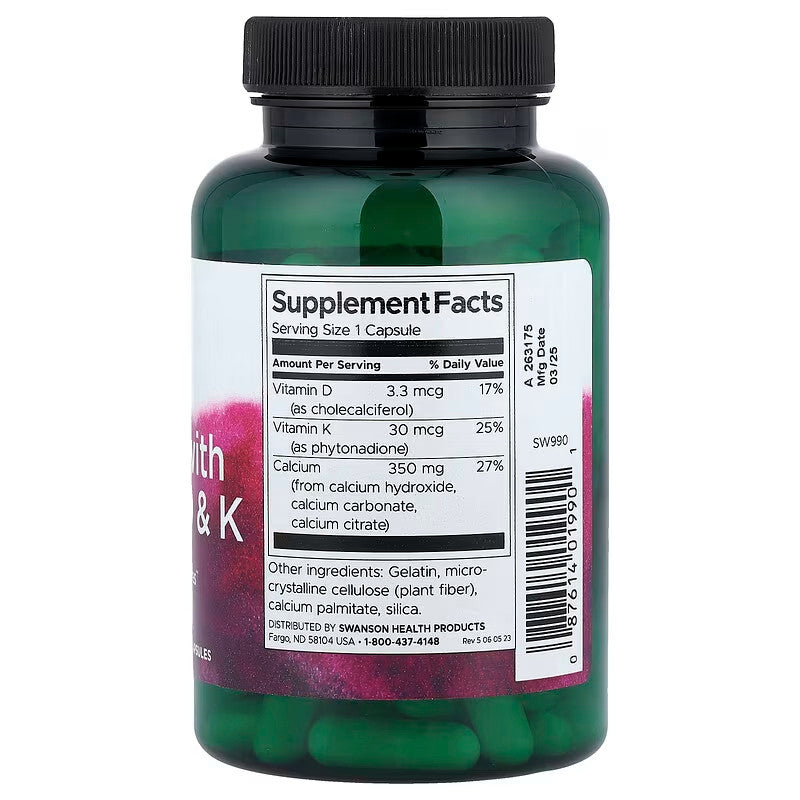 USA Supplements | Swanson, Calcium with Vitamins D & K ( Strong, Healthy Bones )