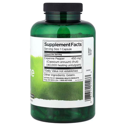USA Supplements | Swanson, Cayenne, 450 mg, 300 Capsules ( Cardiovascular Health )