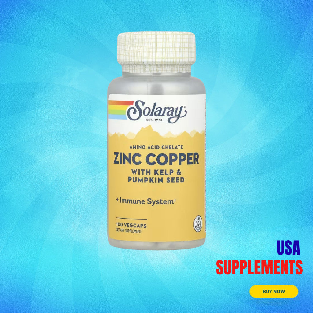 USA Supplements | Solaray, Zinc Copper with Kelp & Pumpkin Seed ( Immune System Support )