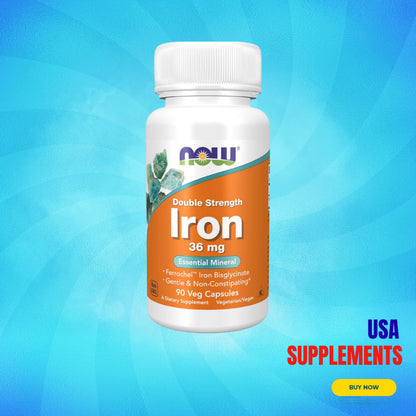 USA Supplements | NOW Foods, Iron, 36 mg, 90 Veg Capsules ( Supports Healthy Red Blood Cell )