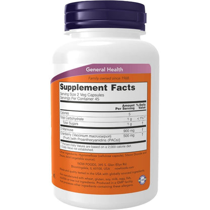 USA Supplements | NOW Foods, Mannose Cranberry, 90 Veg Capsules ( Urinary Tract Health )