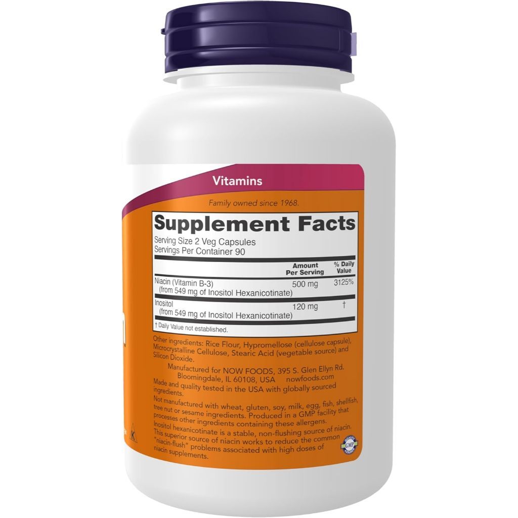 USA Supplements | NOW Foods, Flush-Free Niacin, 250 mg, 180 Veg Capsules ( Supports Energy )