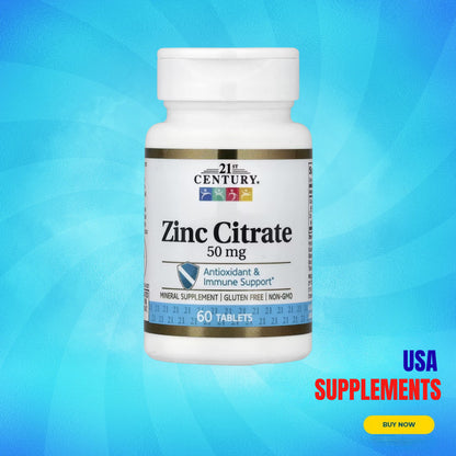 USA Supplements | 21st Century, Zinc Citrate ( Antioxidant & Immune Support )