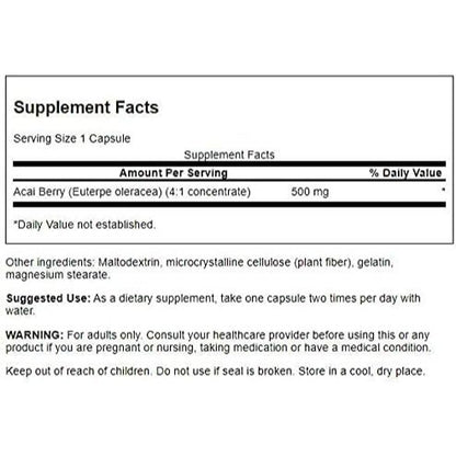 HealthilyYou | Swanson, Acai Berry, 500 mg, 120 Capsules Antioxidant Support  Herbal Supplement