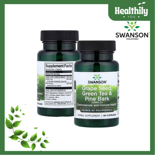 HealthilyYou | Swanson, Grape Seed, Green Tea & Pine Bark Complex, 60 Capsules Cardiovascular Health