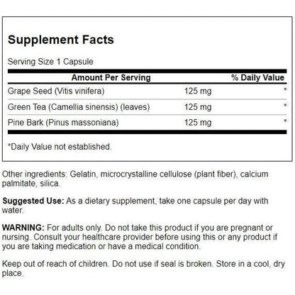 HealthilyYou | Swanson, Grape Seed, Green Tea & Pine Bark Complex, 60 Capsules Cardiovascular Health