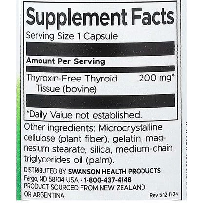 HealthilyYou | Swanson, Thyroid Glandular, 200 mg, 60 Capsules Glandular Nutrition