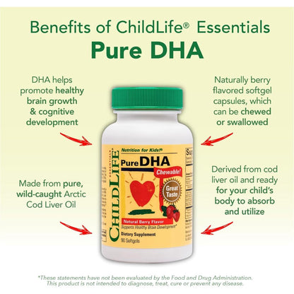 LittleSunshine | ChildLife Essentials, Pure DHA, Natural Berry, 90 Softgels Supports Healthy Brain