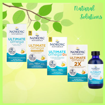 NaturalSolutions | Nordic Naturals, Ultimate Omega, Lemon, 1280 mg, D3, 2X, Heart, Brain and Immune