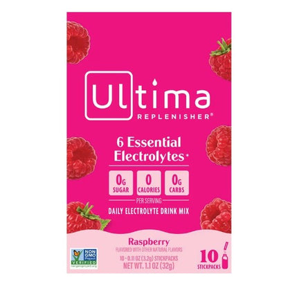 NaturalSolutions | Ultima Replenisher, 6 Essential Electrolytes, Lemonade, Tropical, Mix, Raspberry