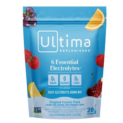 NaturalSolutions | Ultima Replenisher, 6 Essential Electrolytes, Lemonade, Tropical, Mix, Raspberry