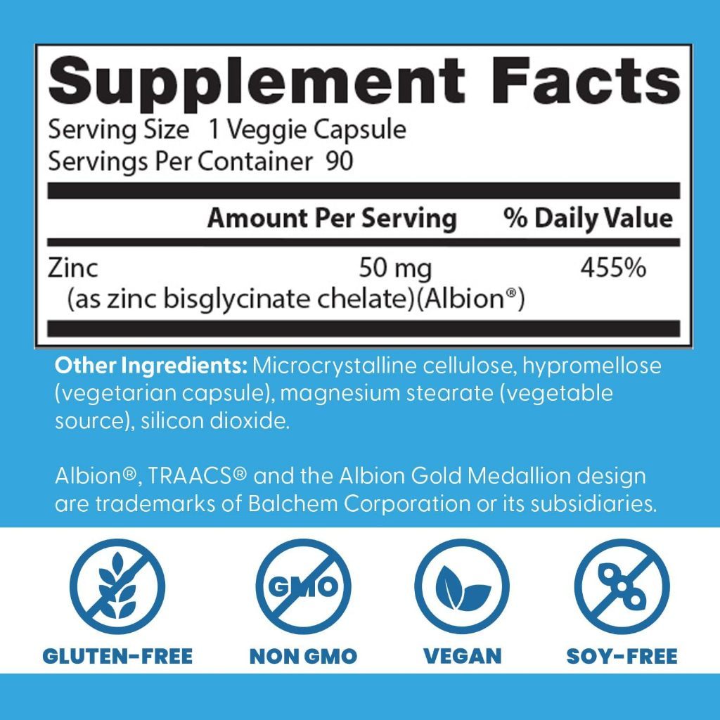 USA Supplements | Doctor's Best, High Absorption Zinc Bisglycinate ( Immune System Support )