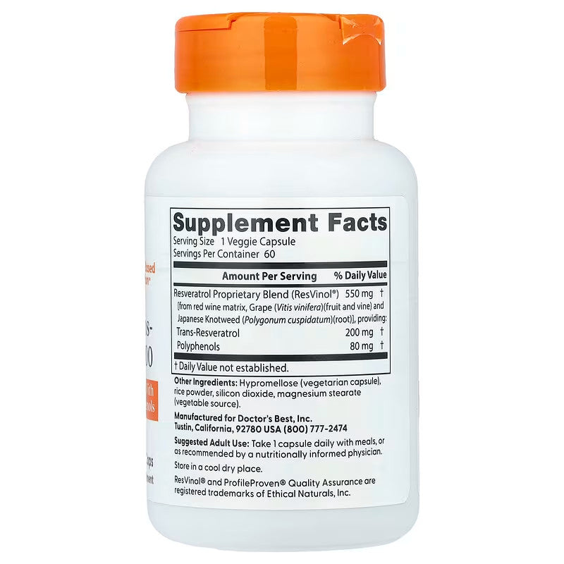USA Supplements | Doctor's Best, Trans-Resveratrol ( Heart & Circulatory Support )