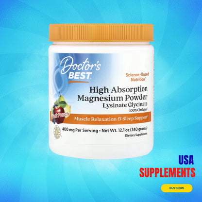 USA Supplements | Doctor's Best, High Absorption Magnesium Powder ( Supports Nervous System )