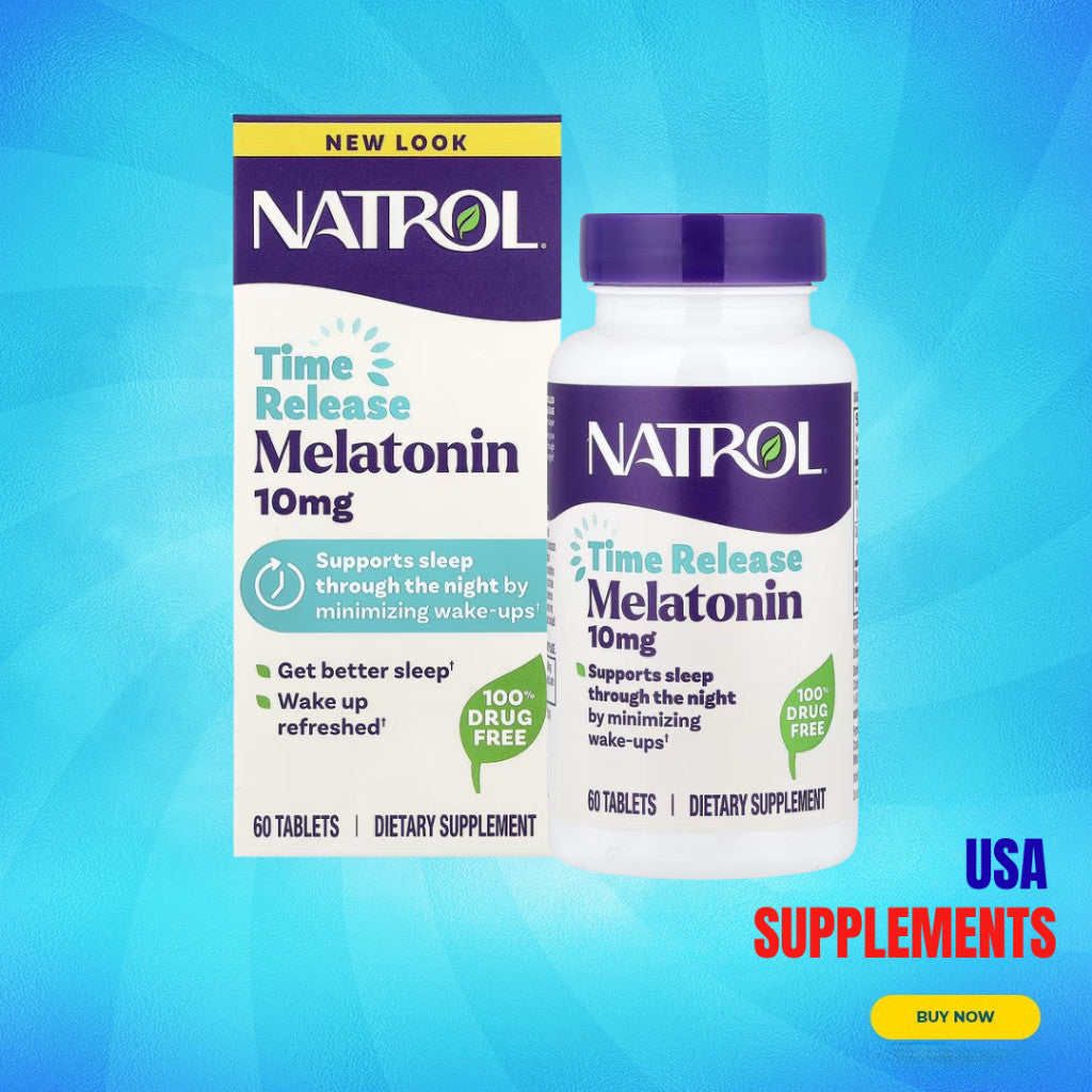 USA Supplements | Natrol, Melatonin, Time Release, 10 mg ( Helps You Fall Asleep Faster )