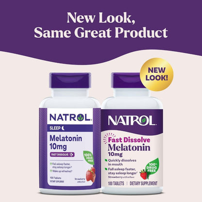 USA Supplements | Natrol, Melatonin, Fast Dissolve, 10 mg ( Fall Asleep Faster, Stay Asleep Longer )