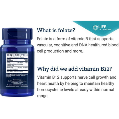 USA Supplements | Life Extension, BioActive, Folate & Vitamin B12 ( Cellular Energy & Metabolism )