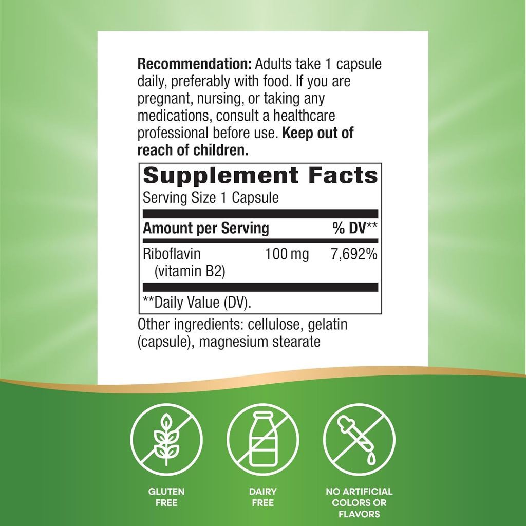 USA Supplements | Nature's Way, Riboflavin Vitamin B2 ( Supports Metabolism )