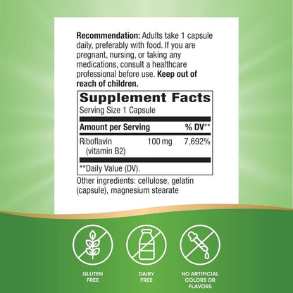 USA Supplements | Nature's Way, Riboflavin Vitamin B2 ( Supports Metabolism )