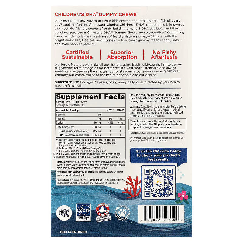 USA Supplements | Nordic Naturals, Children's DHA™ Gummy Chews ( Supports Brain Development )