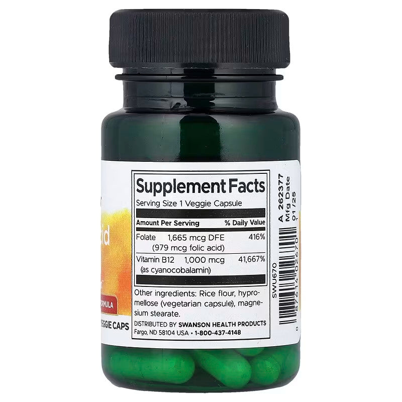USA Supplements | Swanson, Folic Acid & B12 ( Energy Support & Heart Health )