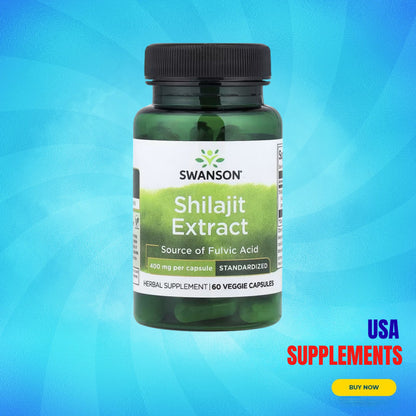 USA Supplements | Swanson, Shilajit Extract, 400 mg, 60 Veggie Caps ( Energy & Vitality Support )
