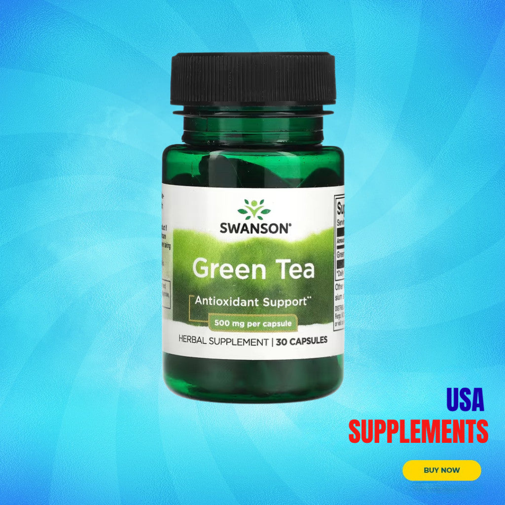 USA Supplements | Swanson, Green Tea, 500 mg, 30 Capsules ( Strong Antioxidant Protection )