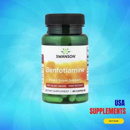 USA Supplements | Swanson, Benfotiamine, High Potency, 160 mg, 60 Capsules ( Nerve Health Support )