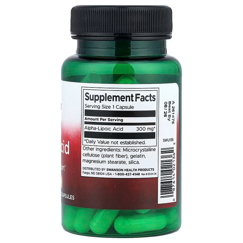 USA Supplements | Swanson, Alpha Lipoic Acid, 300 mg, 60 Capsule ( Cellular Antioxidant Protection )