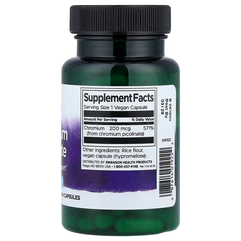USA Supplements | Swanson, Chromium Picolinate ( Blood Sugar Metabolism and Insulin Sensitivity )