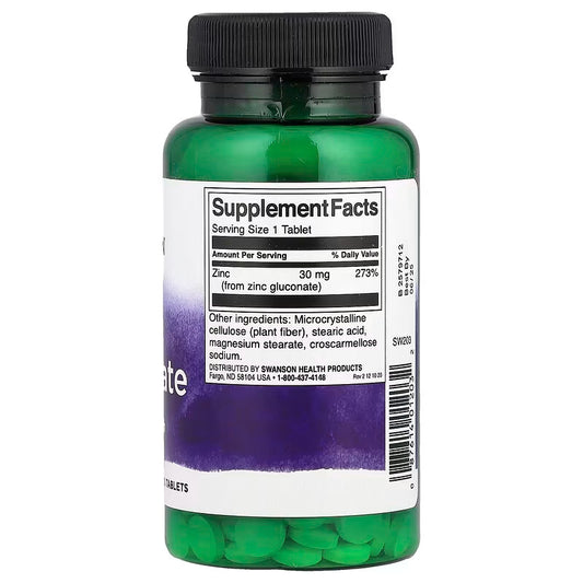 USA Supplements | Swanson, Zinc Gluconate, 30 mg, 250 Tablets ( Immune System Function )