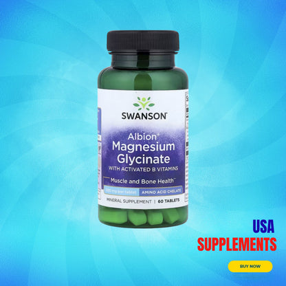 USA Supplements | Swanson, Albion® Magnesium Glycinate with Activated B Vitamins ( Bone Health )