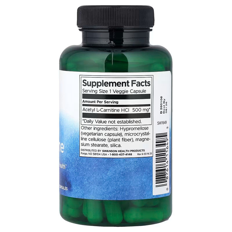 USA Supplements | Swanson, Acetyl L-Carnitine, 500 mg, 100 Veggie Capsules ( Brain Health )