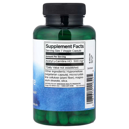 USA Supplements | Swanson, Acetyl L-Carnitine, 500 mg, 100 Veggie Capsules ( Brain Health )